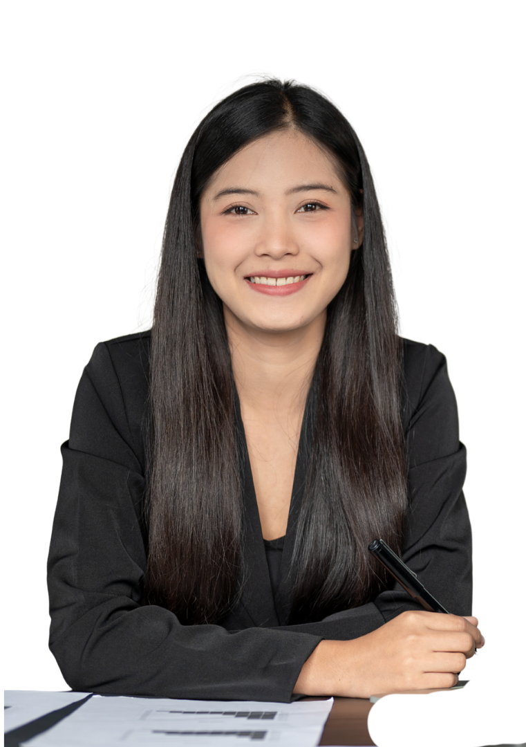 A woman in a black jacket smiling.