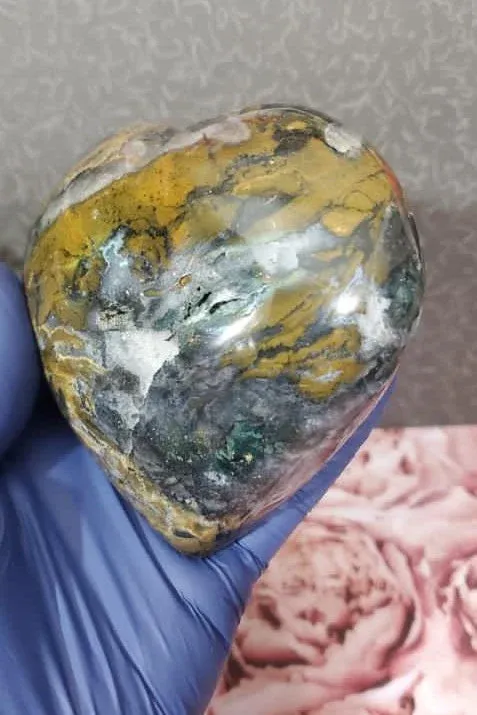Ocean jasper large Puffy heart 642g (1lb 6.6oz)