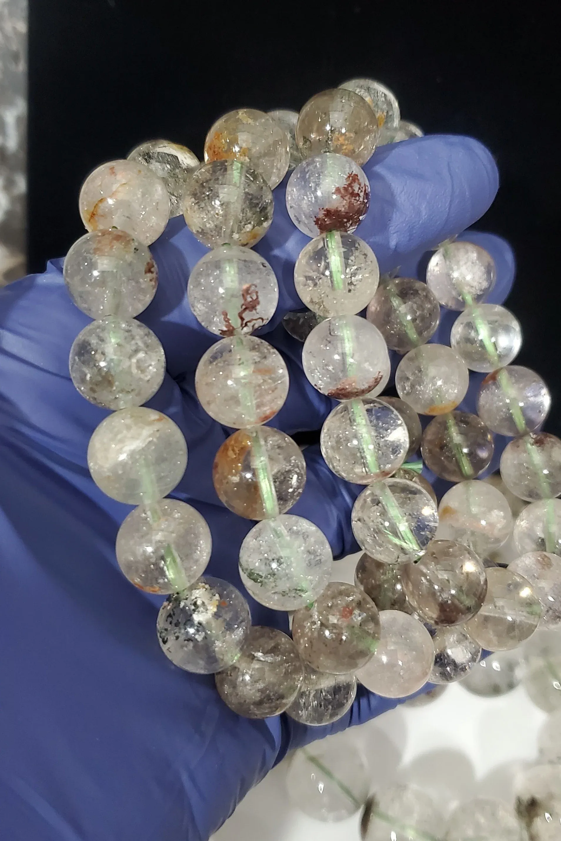 Garden quartz, Lodolite bead bracelets 1pc