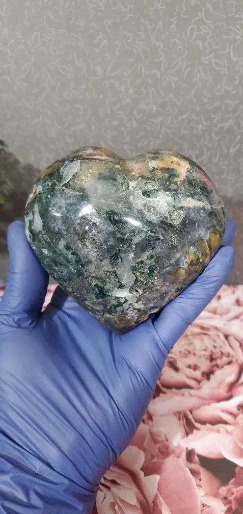 Ocean jasper large heart, Puffy heart, ocean jasper, gorgeous 642g (1lb 6.6oz)