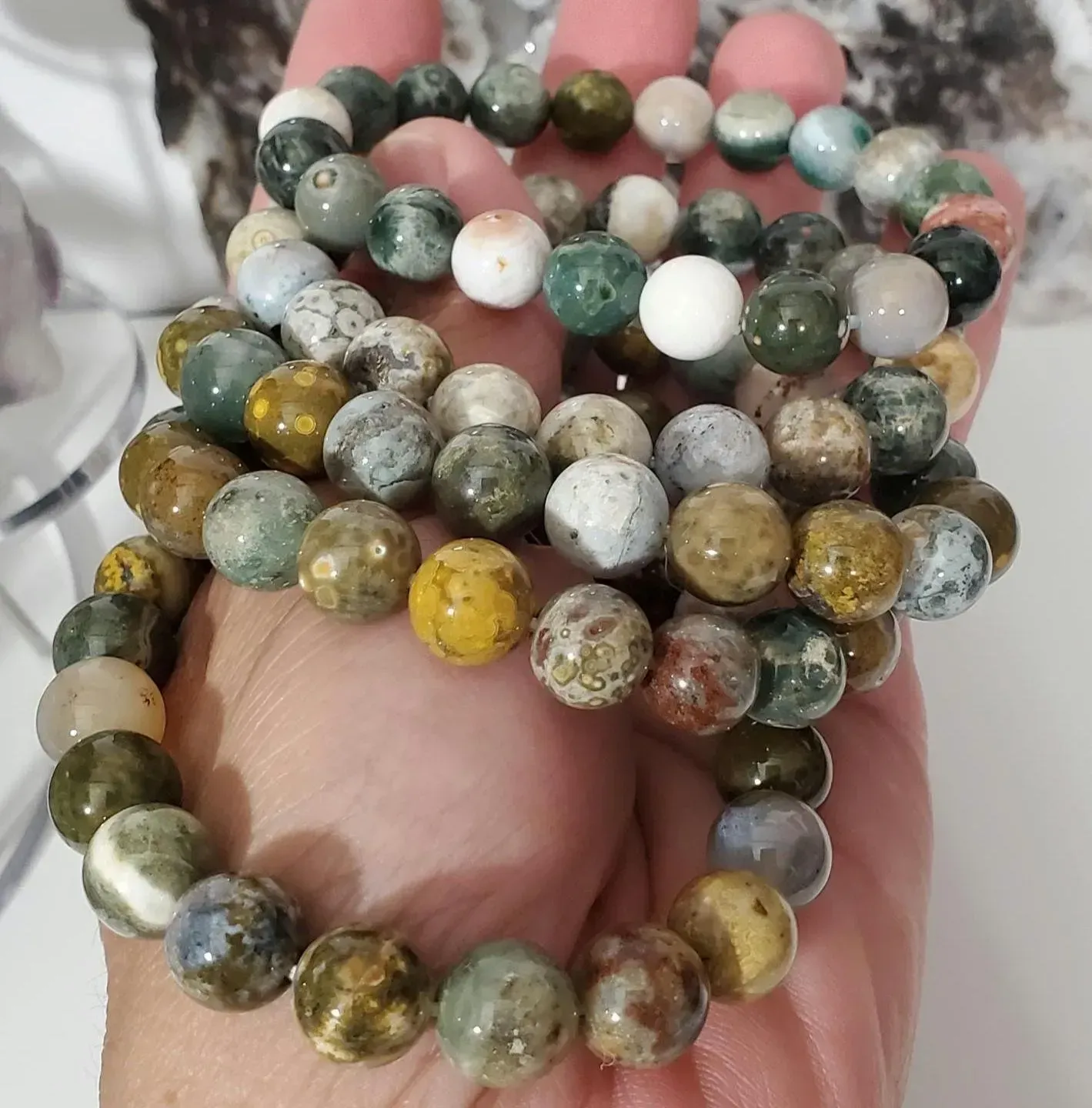 Ocean Jasper Stretch Bracelet for Natural Elegance 1pc