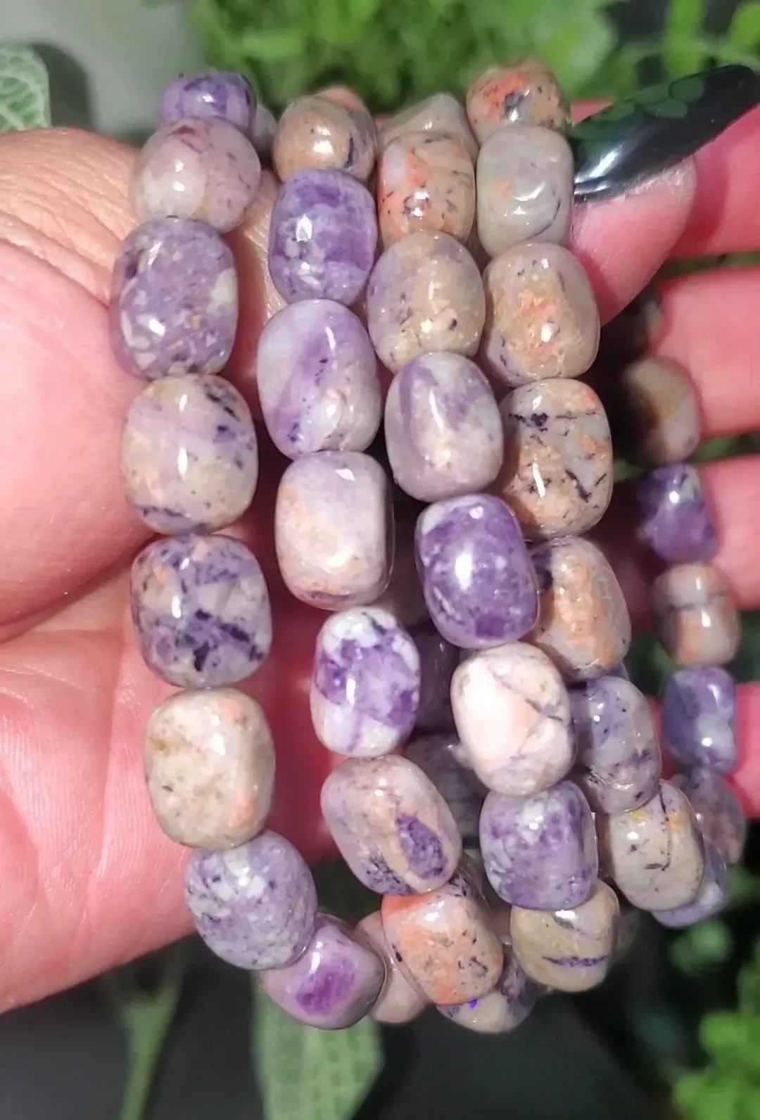 Lilac Jasper Irregular triangle bead bracelet 1pc