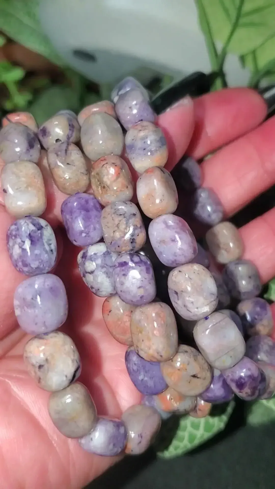 Lilac Jasper Irregular triangle bead bracelet 1pc