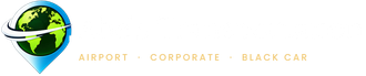 Globe logo beside gold text reading &ldquo;Airport Corporate Black Car&rdquo;