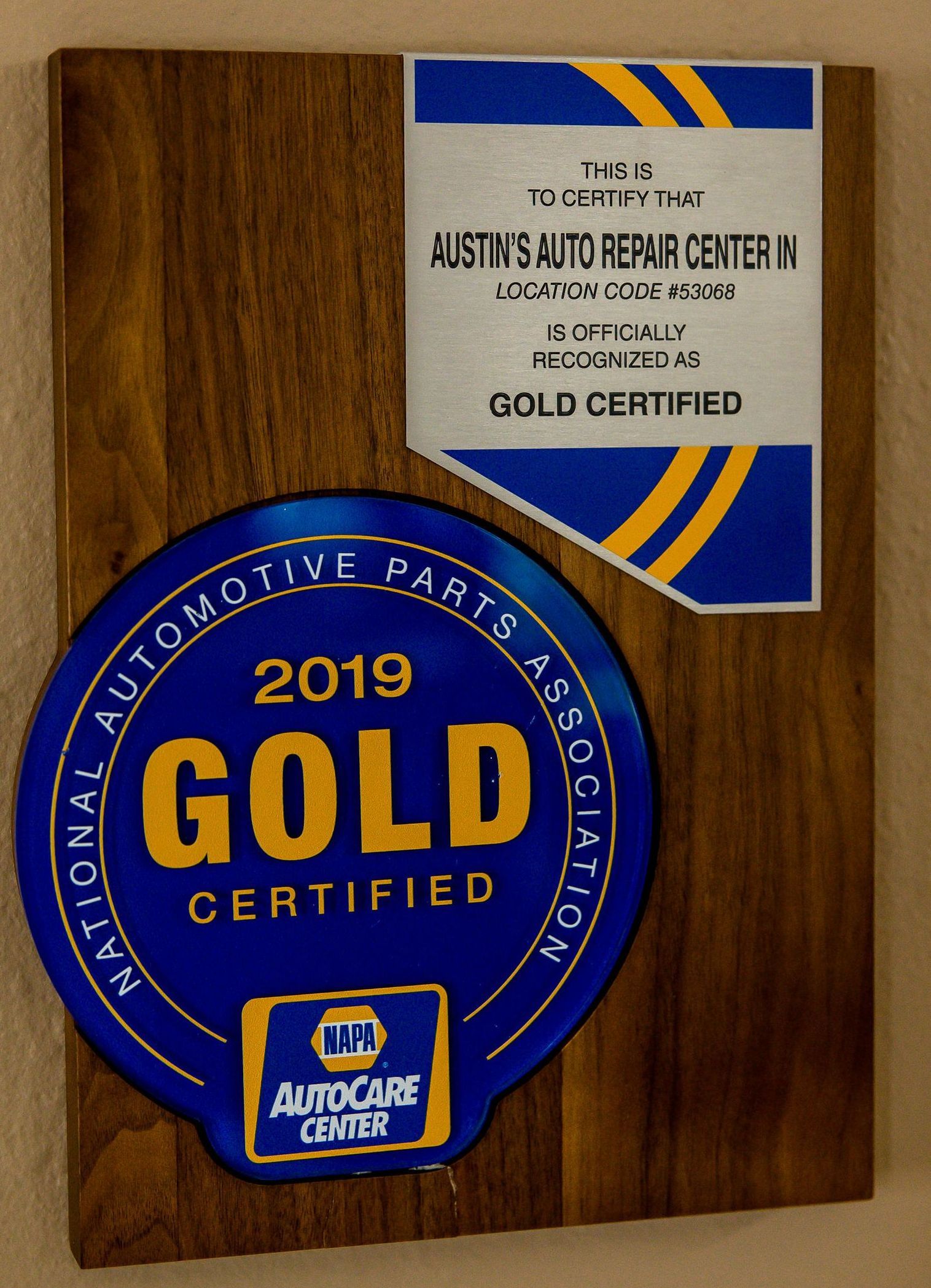Plaque with 