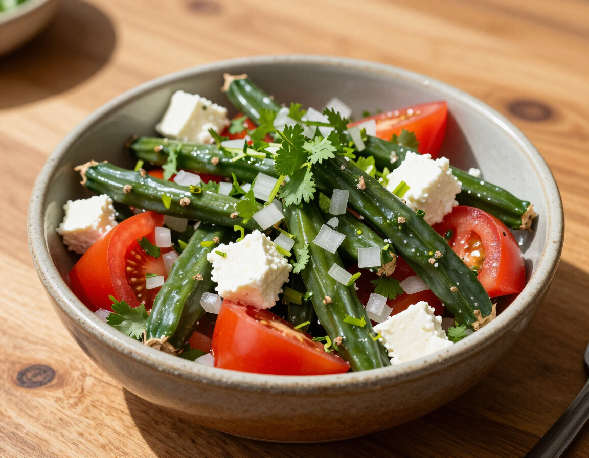 Ensalada de nopal con jitomate y queso fresco