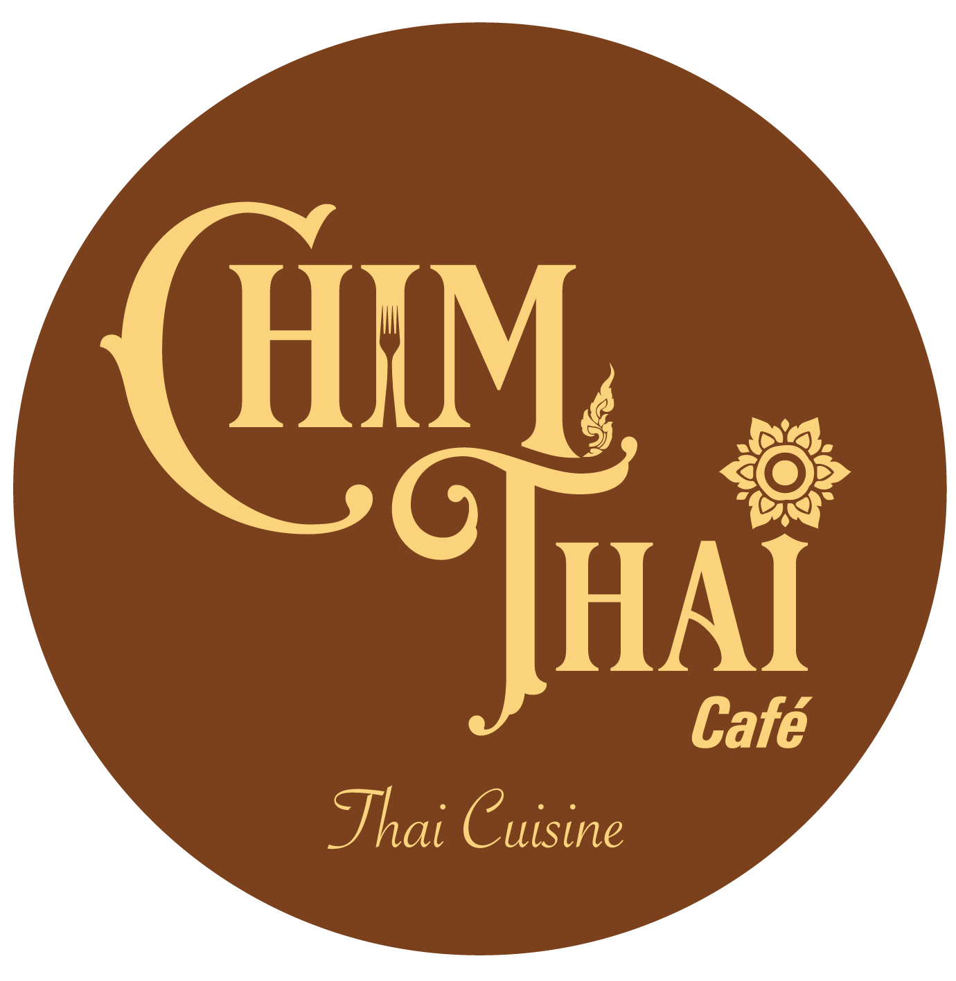 A logo for a restaurant called him thai cafe