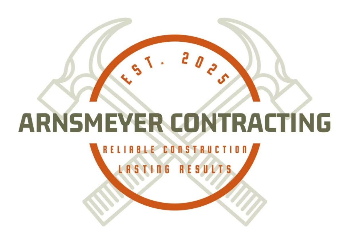 Arnsmeyer Contracting logo with orange ring and crossed tools, “Reliable construction, lasting results” text