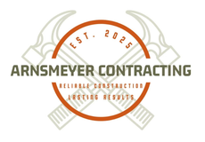 Arnsmeyer Contracting logo with orange ring and crossed tools, “Reliable construction, lasting results” text