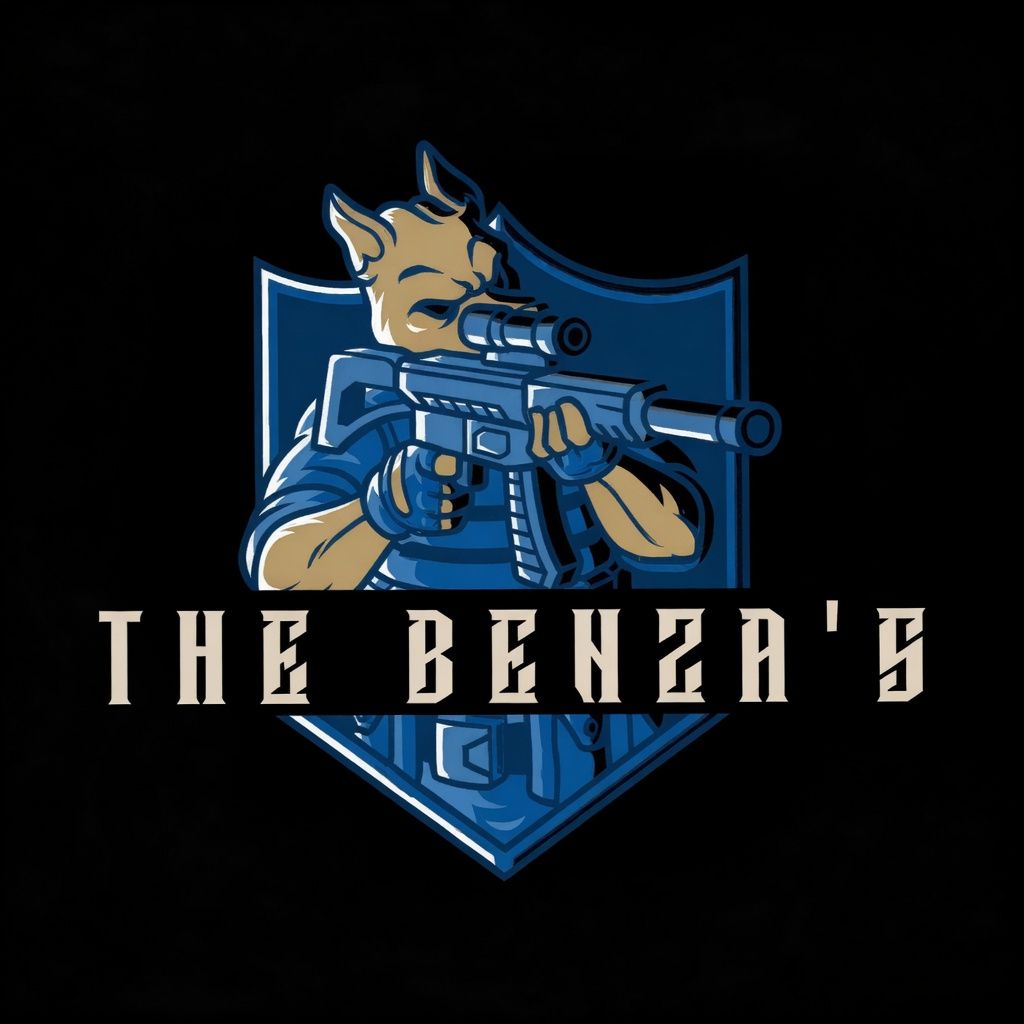 Blue shield logo with a tan fox aiming a rifle above the text “THE BENZ3”