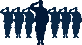 A group of soldiers saluting in a row