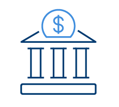 an icon of a courthouse with a dollar sign above it
