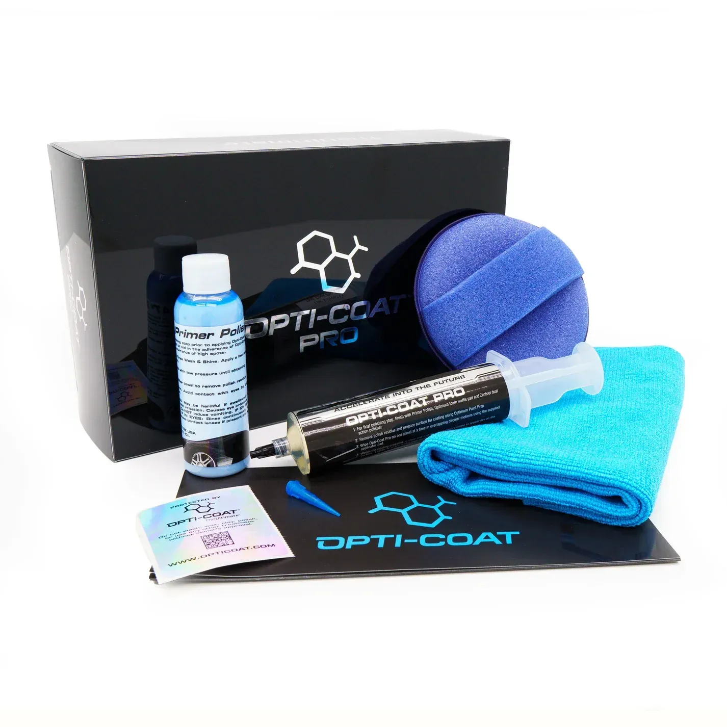 A box with a bottle of opti-coat on it