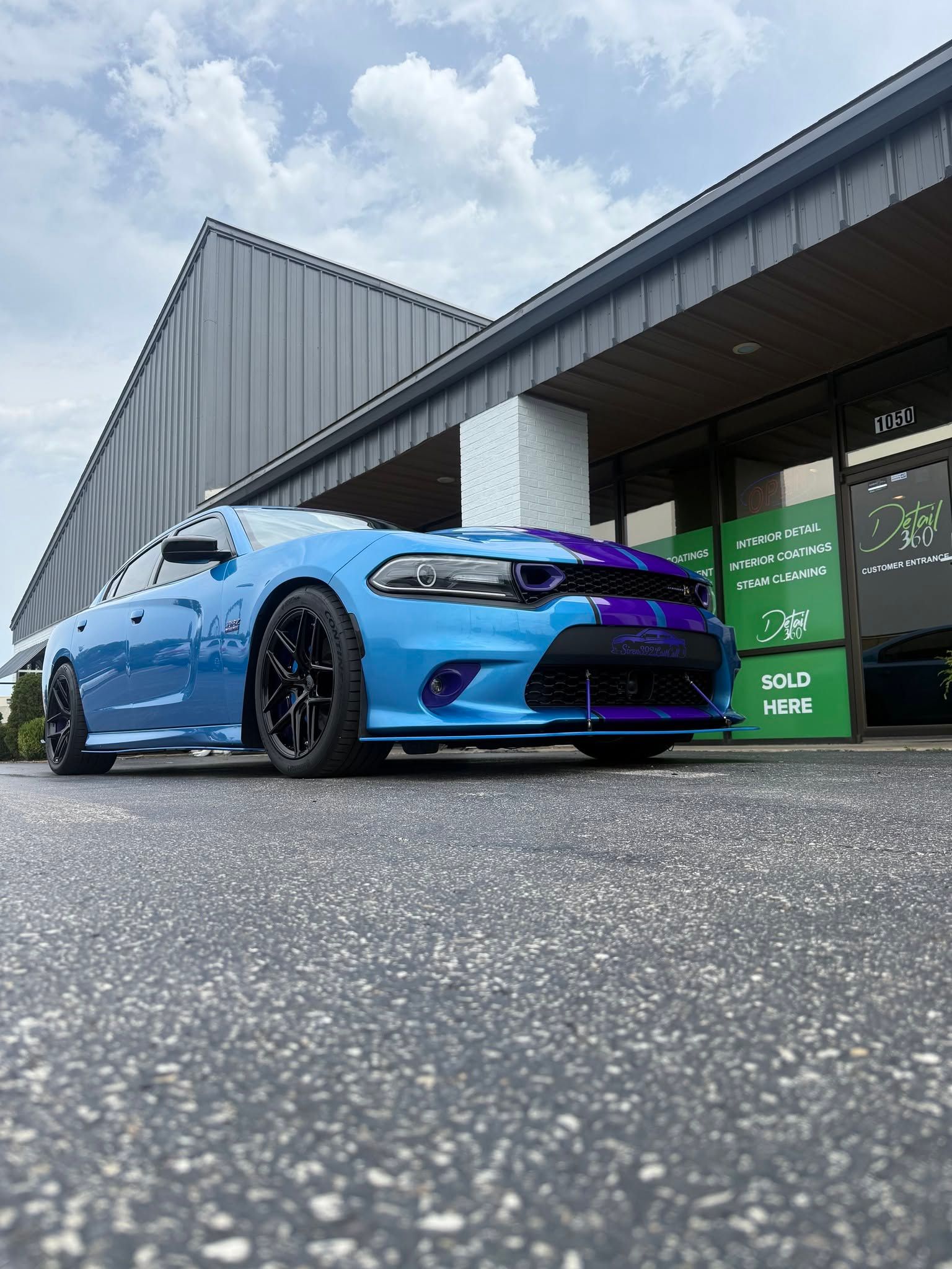 Custom Dodge Challenger receiving ceramic coating