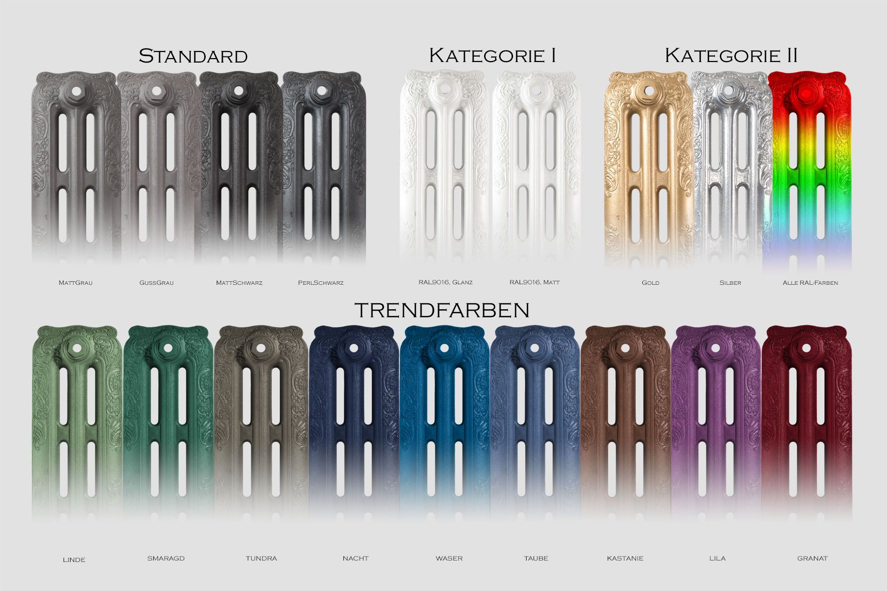color palette fro cast iron radiators