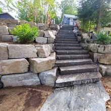 Rock retaining walls
