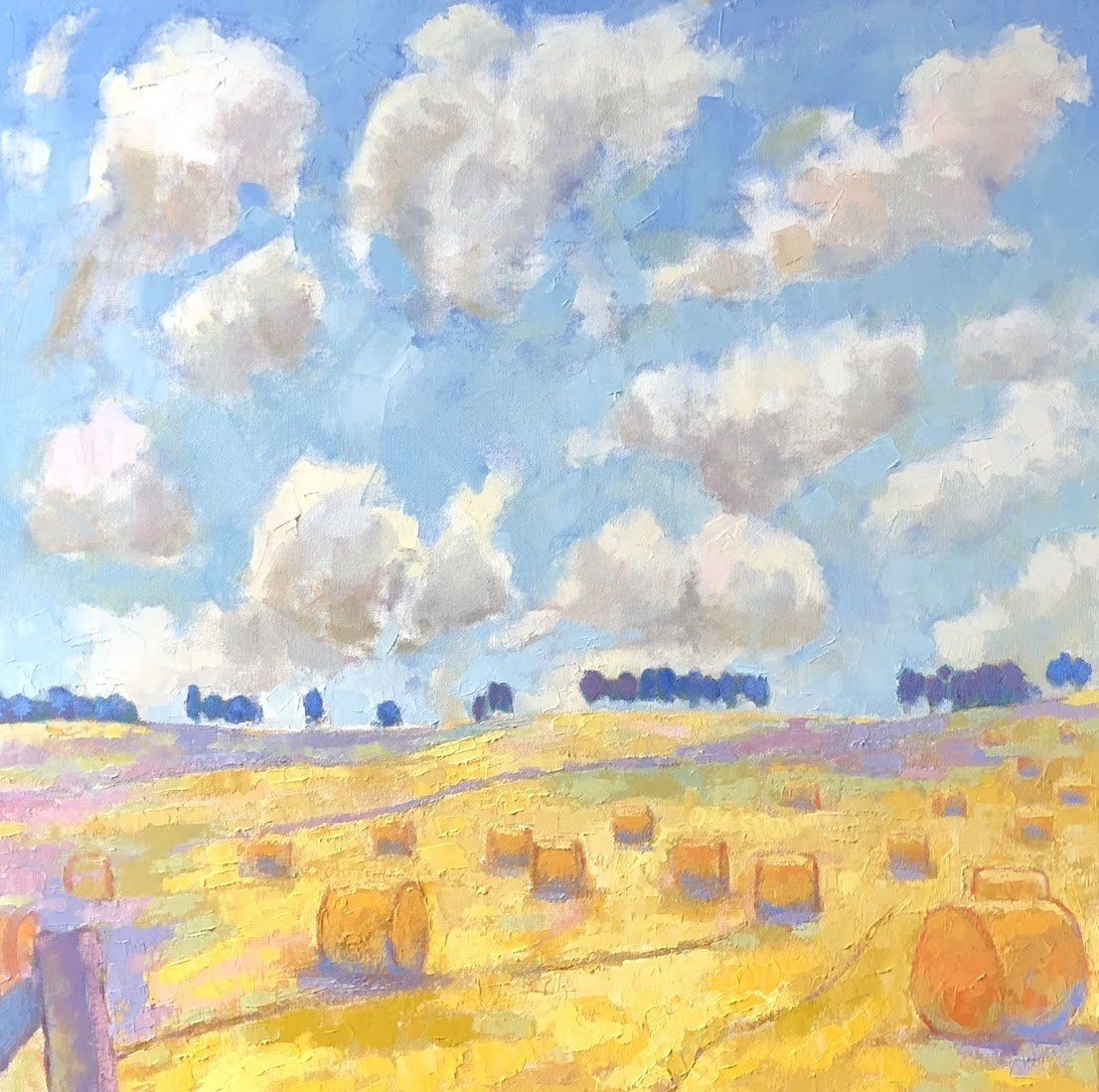 Oil painting of summer harvest near Hungerford