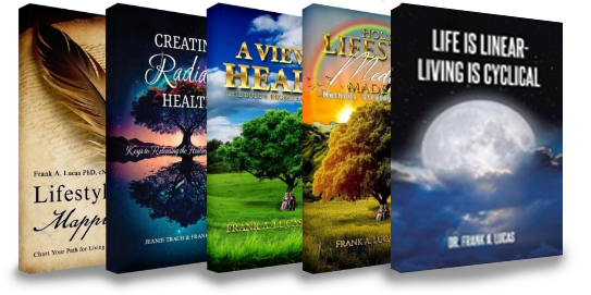 A row of books with one that says life is linear living is cyclical