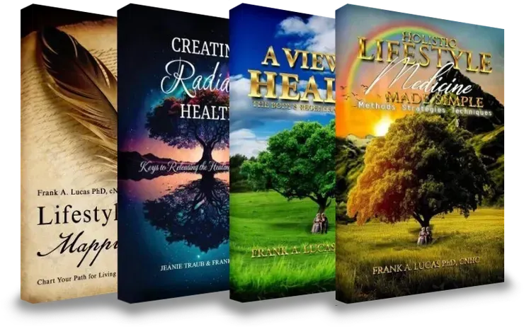 A collection of books including one titled create radio health