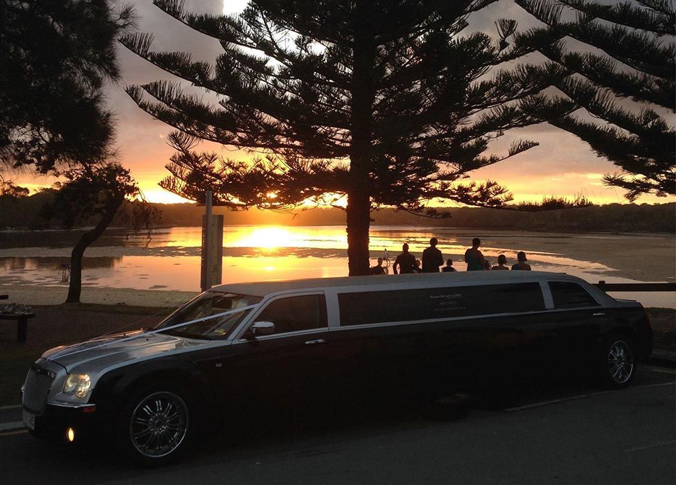 Black Limousine at the Sunset — Superstretch300 Limousines in Sunshine Coast, QLD