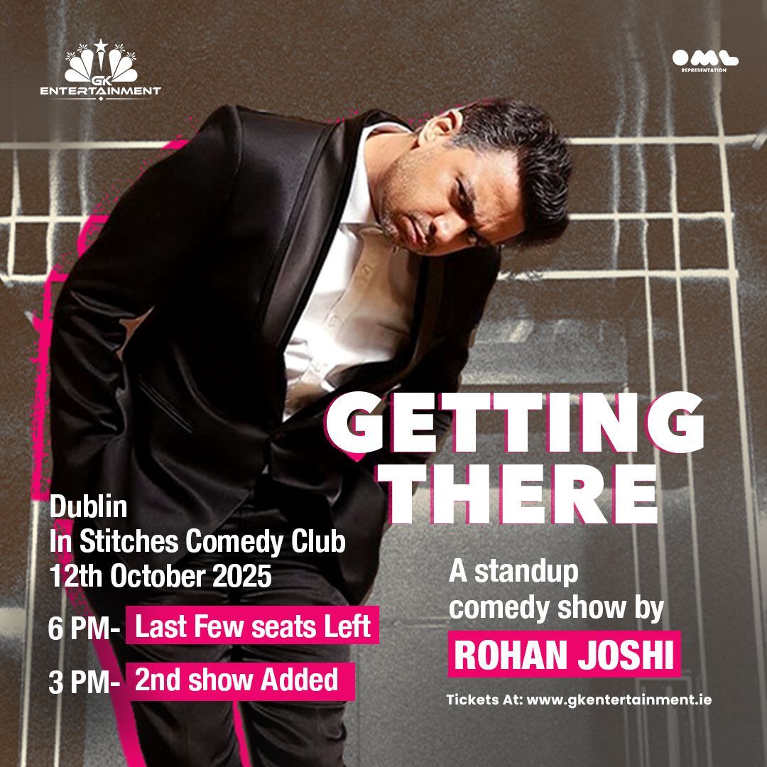 Rohan Joshi live stand-up comedy show poster – Getting There, 12th October 2025, In Stitches Comedy