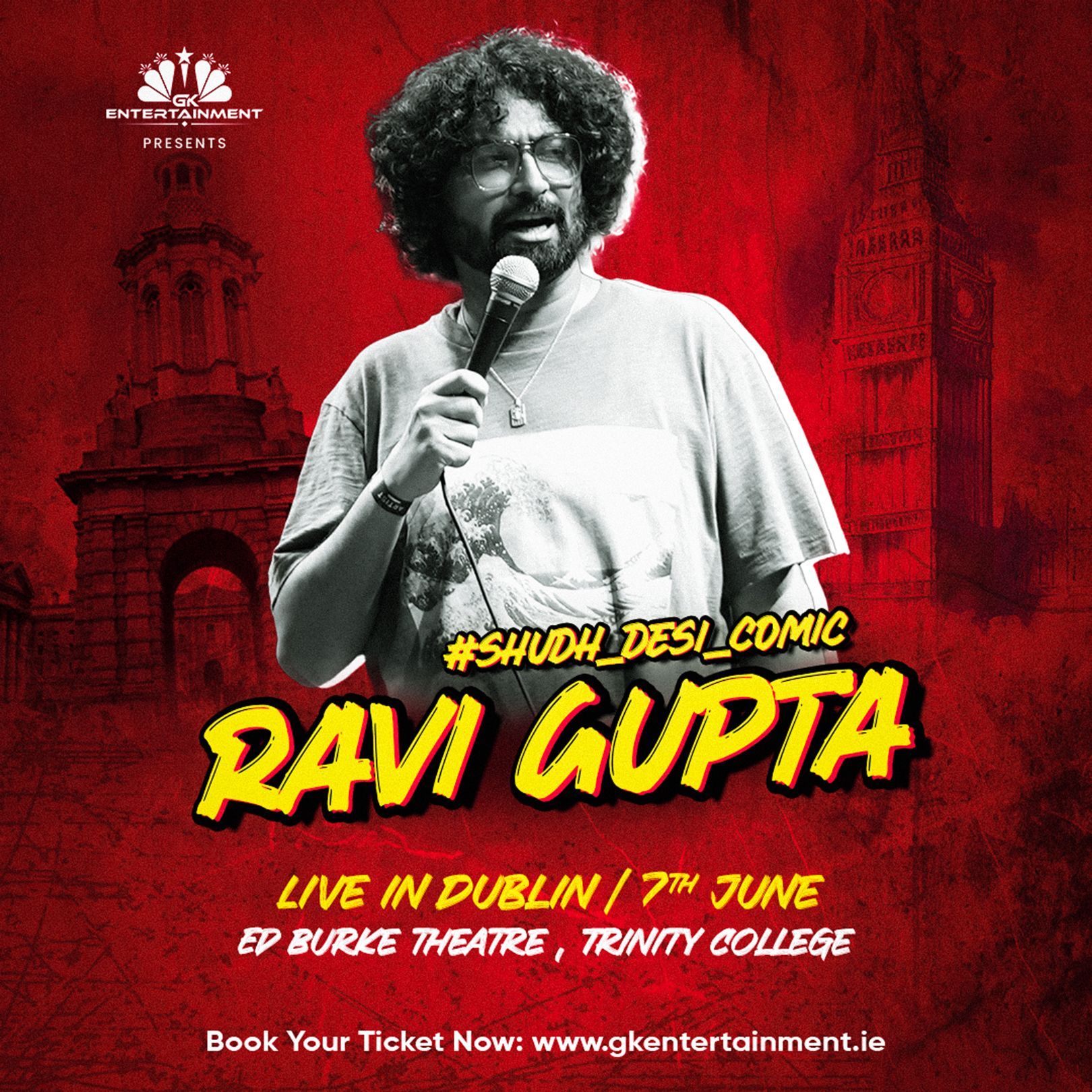 Watch Ravi Gupta live in Dublin on 7 June 2026 at Ed Burke Theatre, Trinity College. A must-see Hind