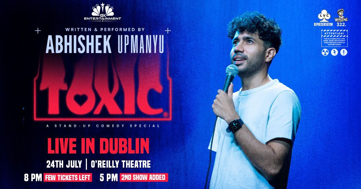 Abhishek Upmanyu brings his new show Toxic to Dublin on 24 July 2026 at O’Reilly Theatre. Book tickets now for a night of top stand-up comedy.
