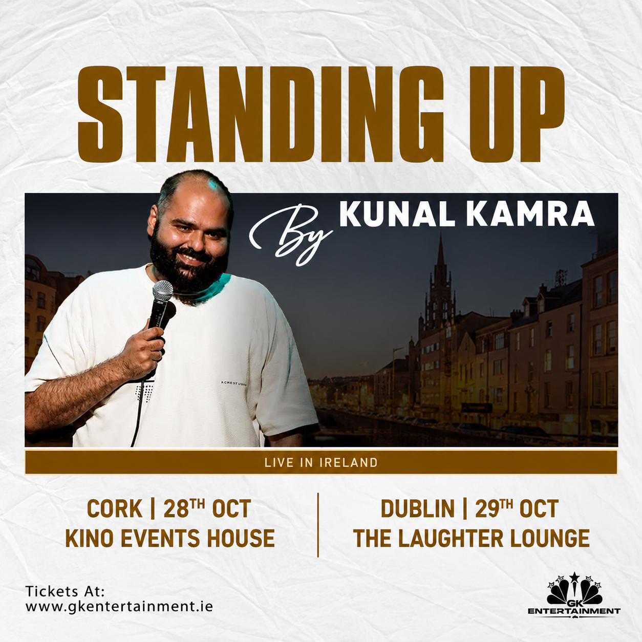  Kunal Kamra – Standing Up Live in Ireland: Cork on 28th October 2026 at Kino House Events 
