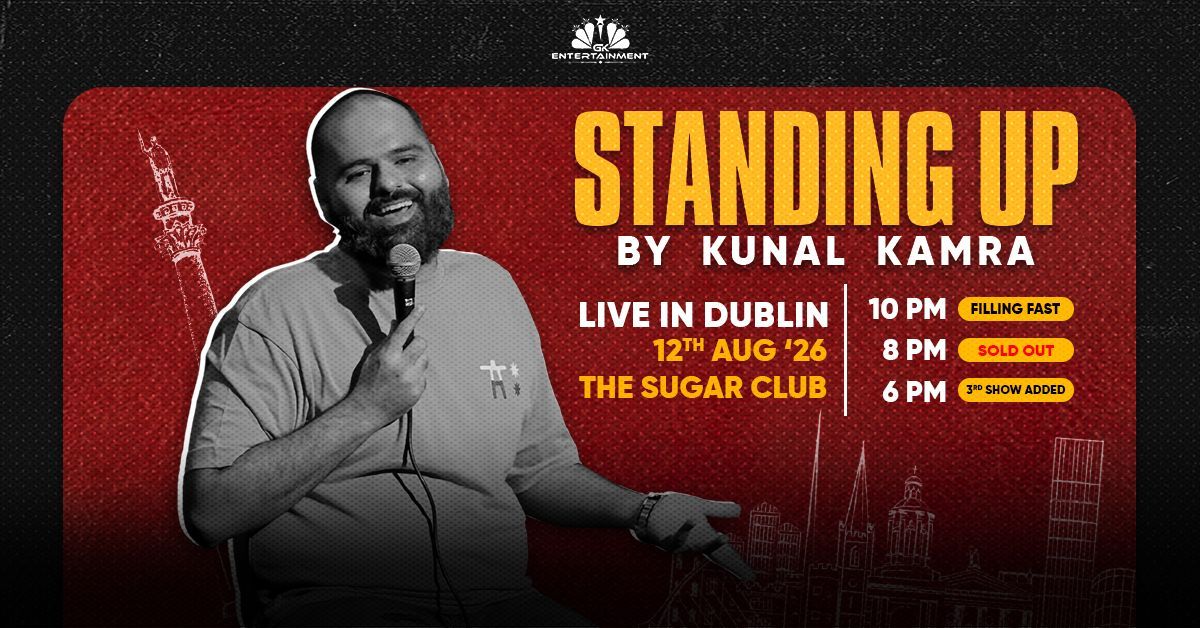 Kunal Kamra brings his brand-new stand-up comedy show to Dublin on 12th August 2026 at The Sugar Club. Presented by GK Entertainment.