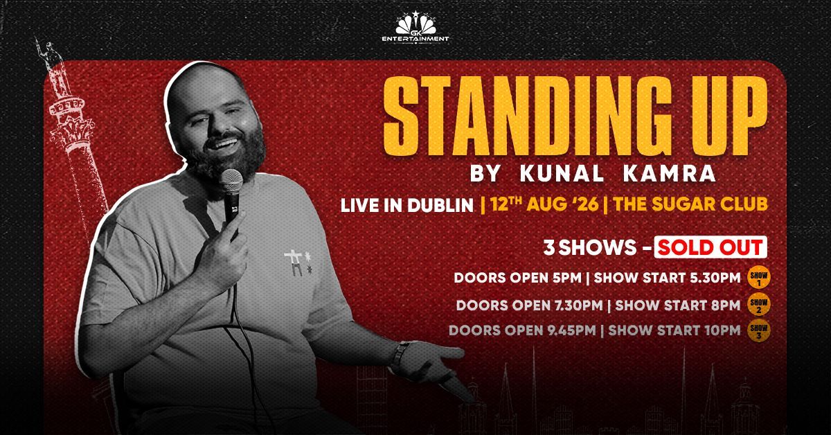 Kunal Kamra brings his brand-new stand-up comedy show to Dublin on 12th August 2026 at The Sugar Club. Presented by GK Entertainment.