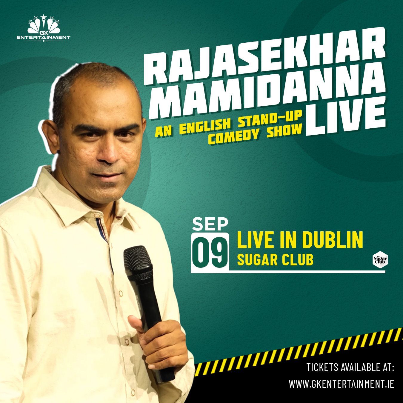 Rajasekhar Mamidanna English stand-up comedy show in Dublin on September 9, presented by GK Entertai