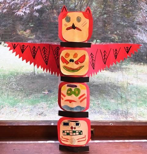 Grade 5 art work - totem pole