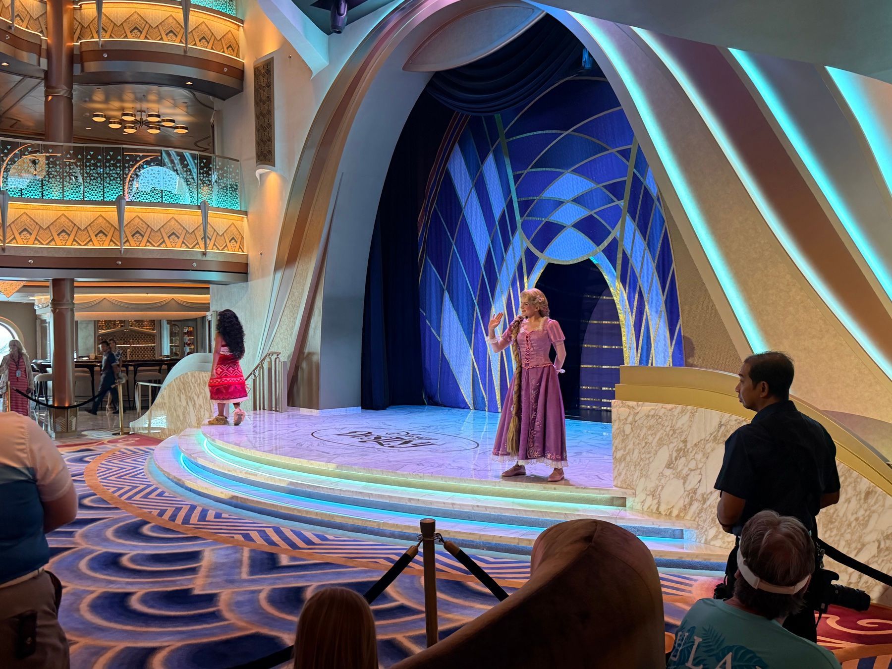 Disney princesses greeting guests in the Grand Hall