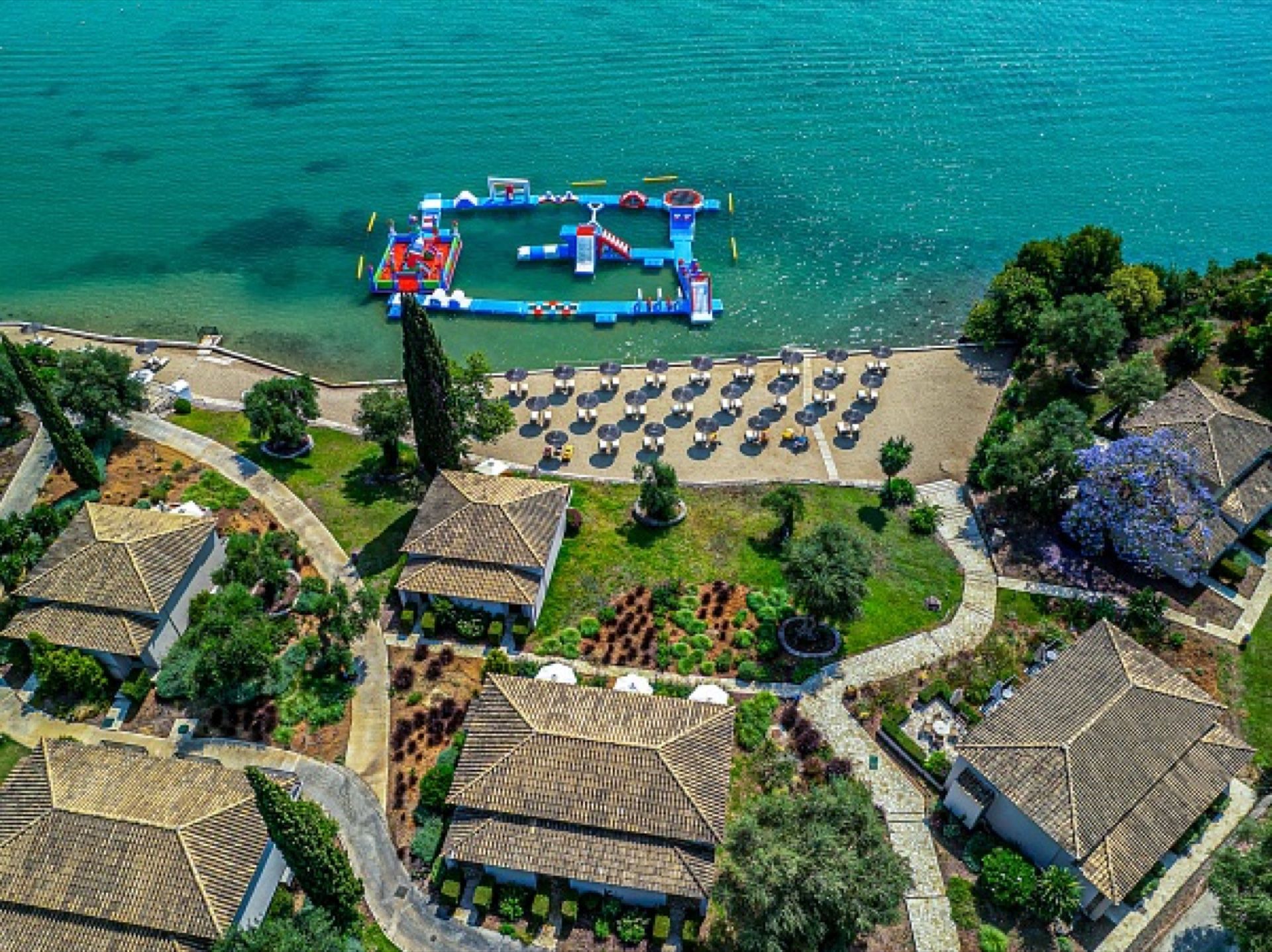 A Hyatt Ziva resort waterpark beside the sea