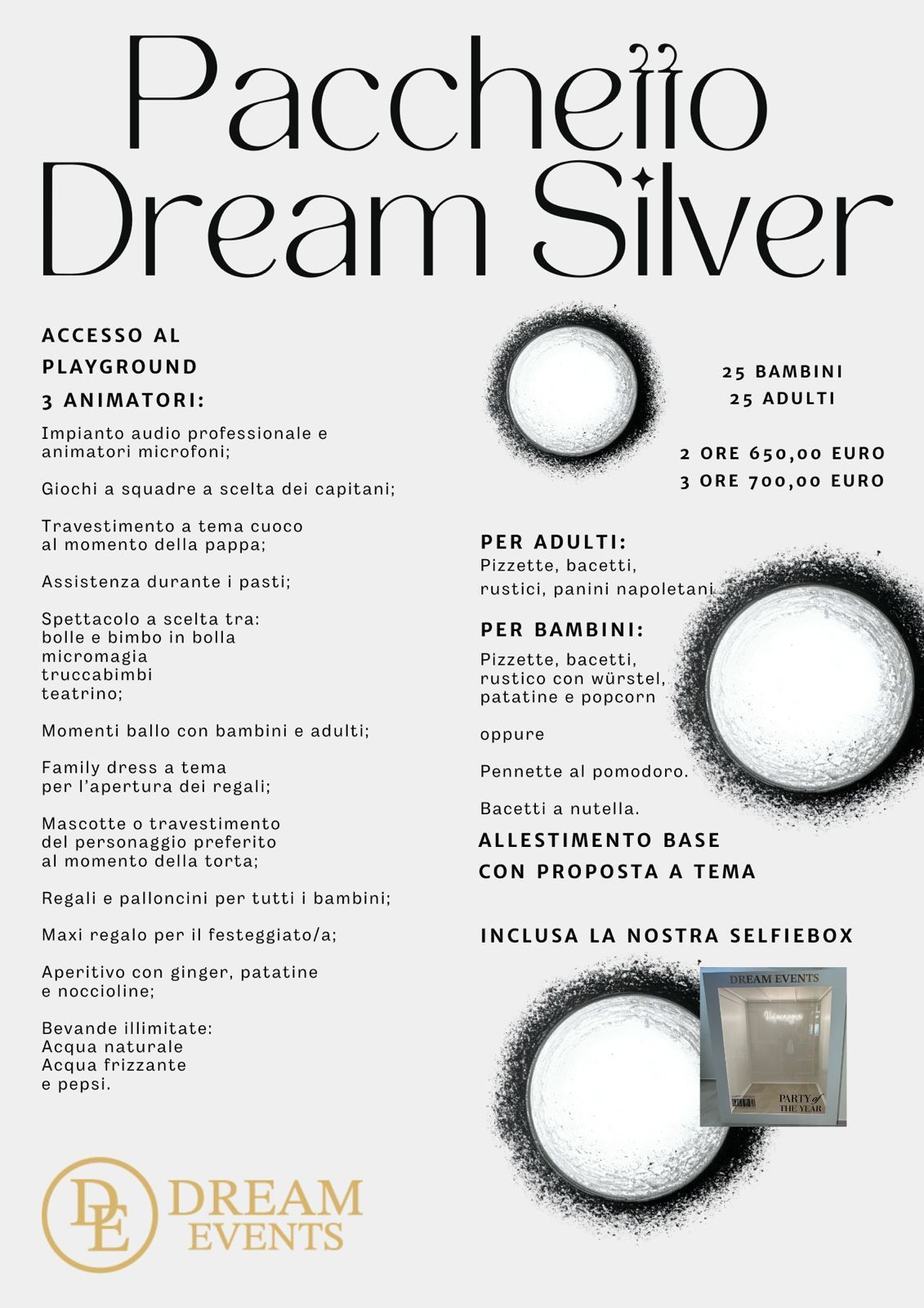 Volantino per il pacchetto eventi