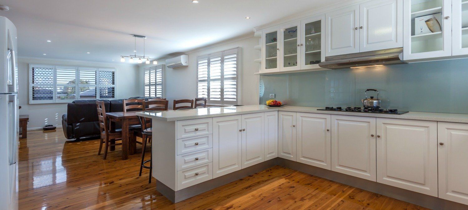 Modern kitchen which has been freshly painted