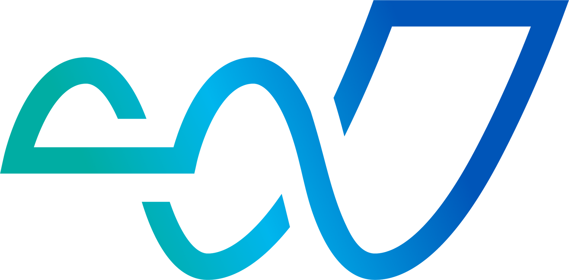 A blue and green logo on a white background.