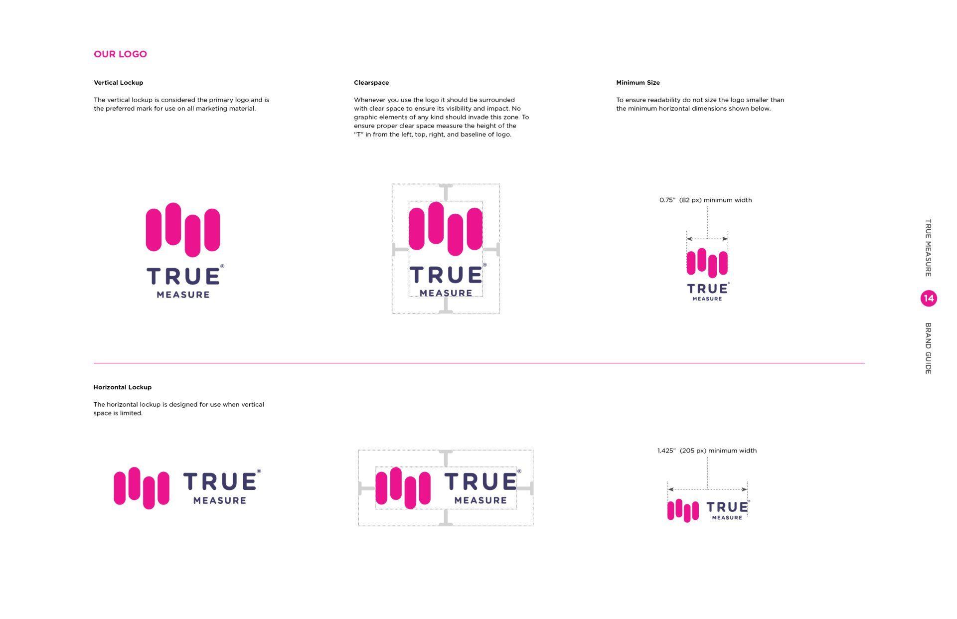 A set of pink and white logos on a white background.