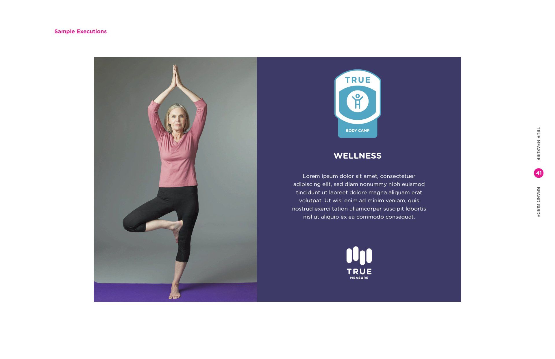 A woman is standing on one leg on a yoga mat.