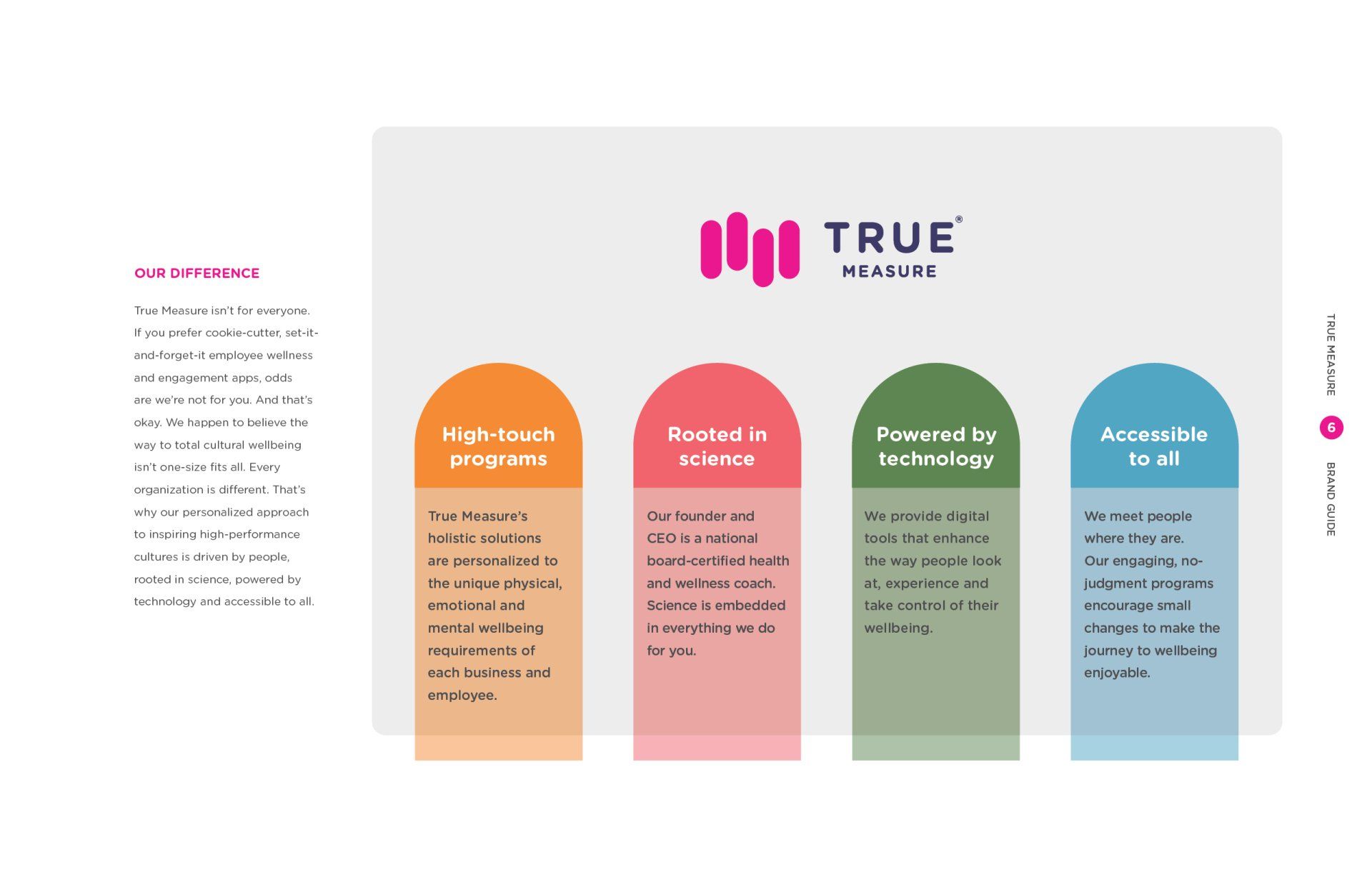 A brochure for a company called true measure.