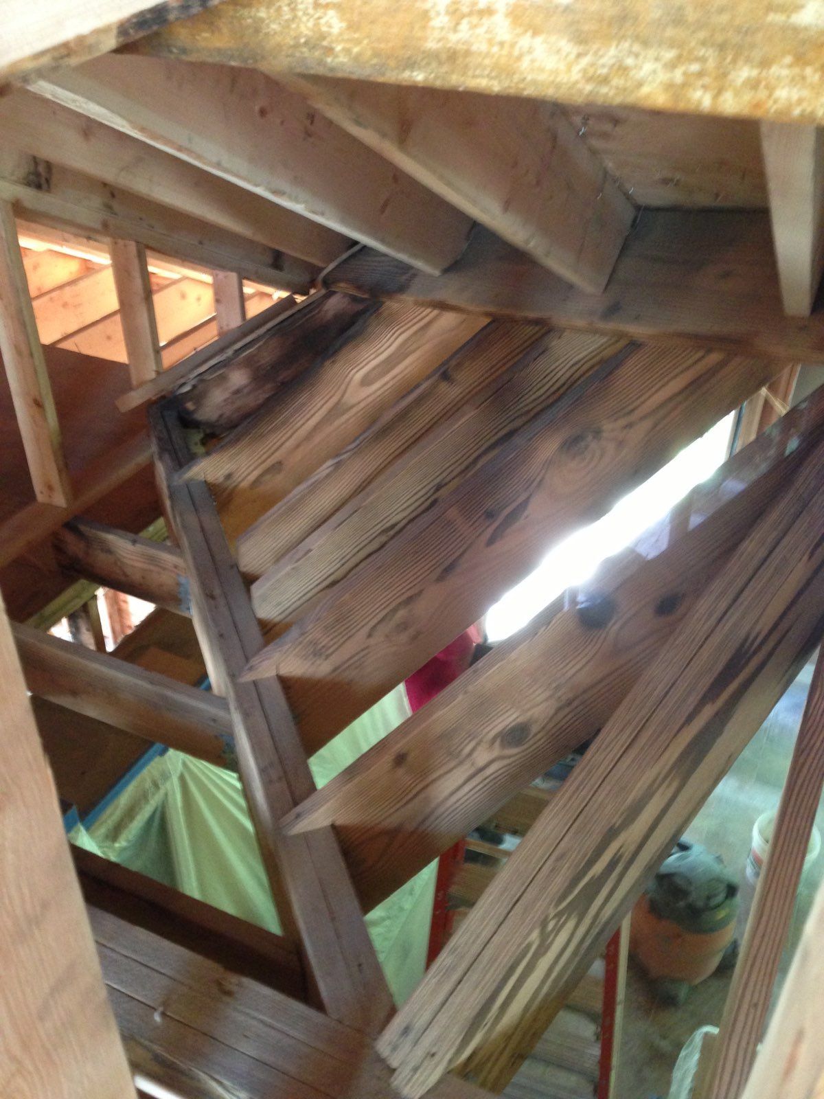 fire damaged attic before restoration