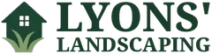 Lyons Landscaping logo in green and white with a house and leaf icon