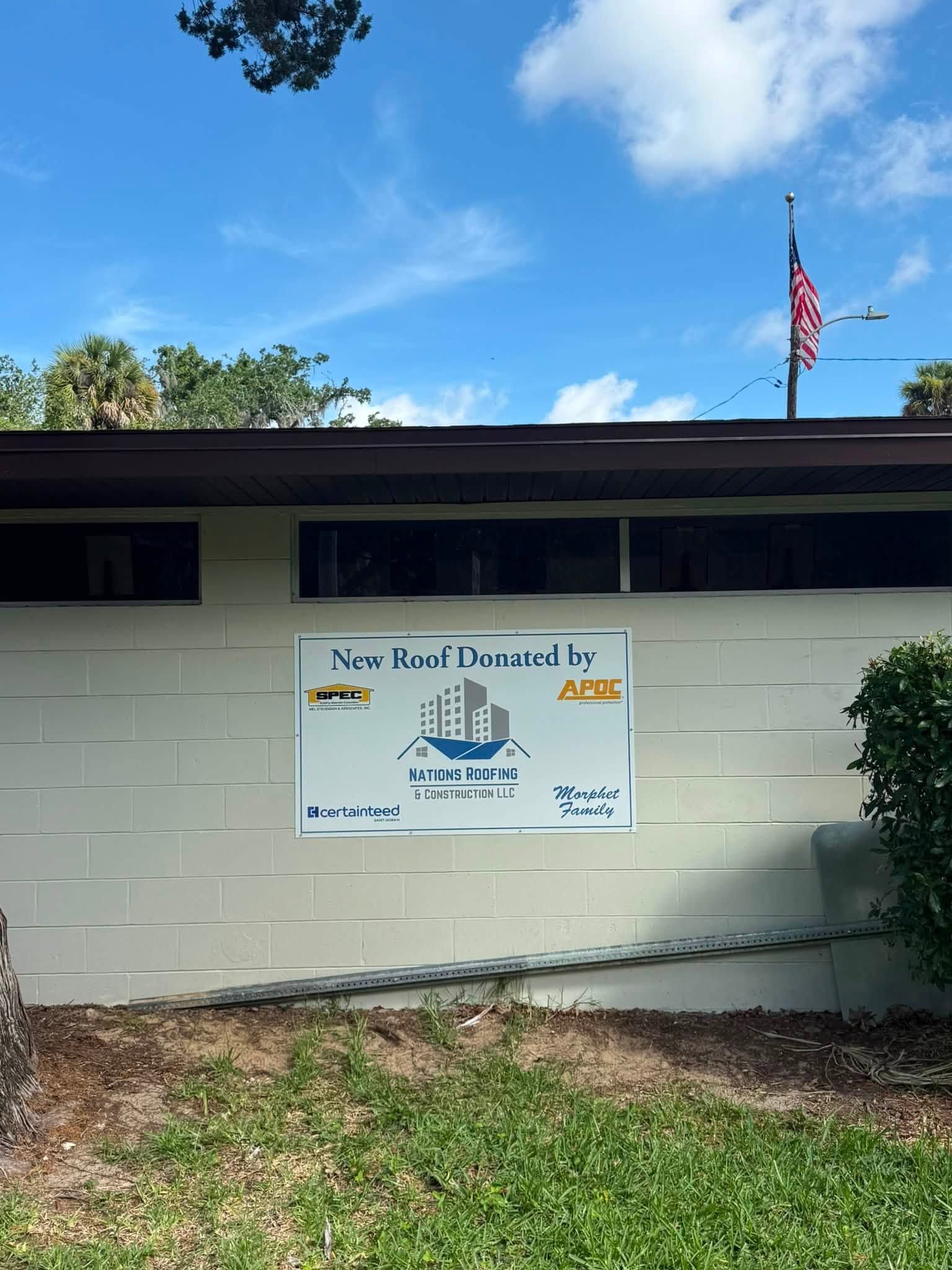 New roof donated to the Homosassa Civic Club by Nations Roofing and community partners