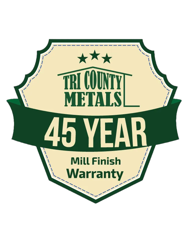 Tri County Metals Mill Finish 45-Year Metal Roof Warranty