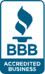 BBB Accredited Business logo: blue flame over the letters 