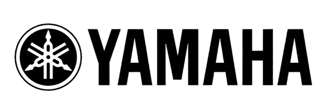 Yamaha logo in black and white, with the circular tuning fork emblem next to the wordmark