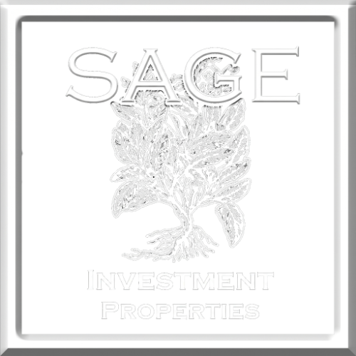 White logo reading “SAGE” above a leafy tree and “INVESTMENT PROPERTIES” below.