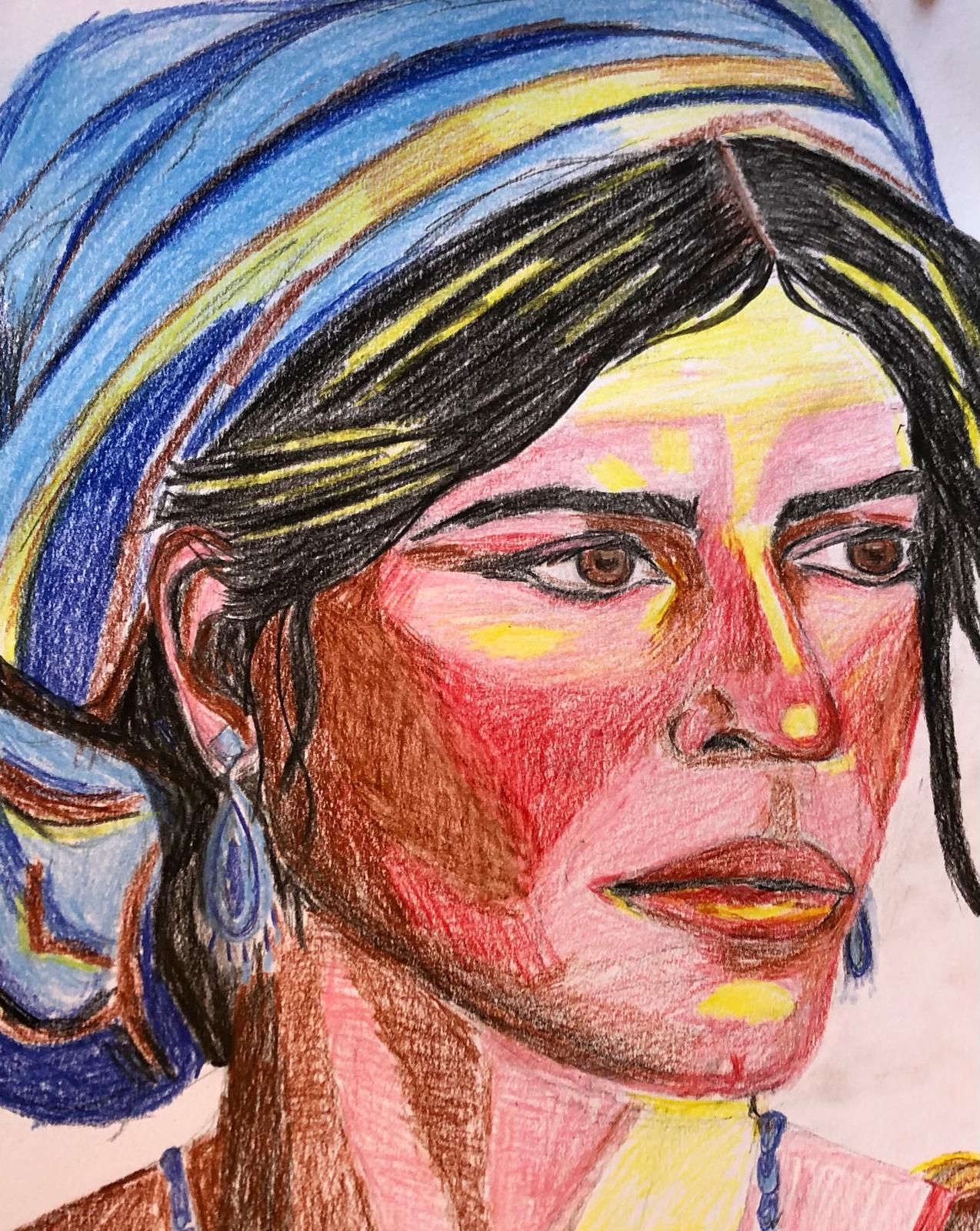 portret met kleurpotlood