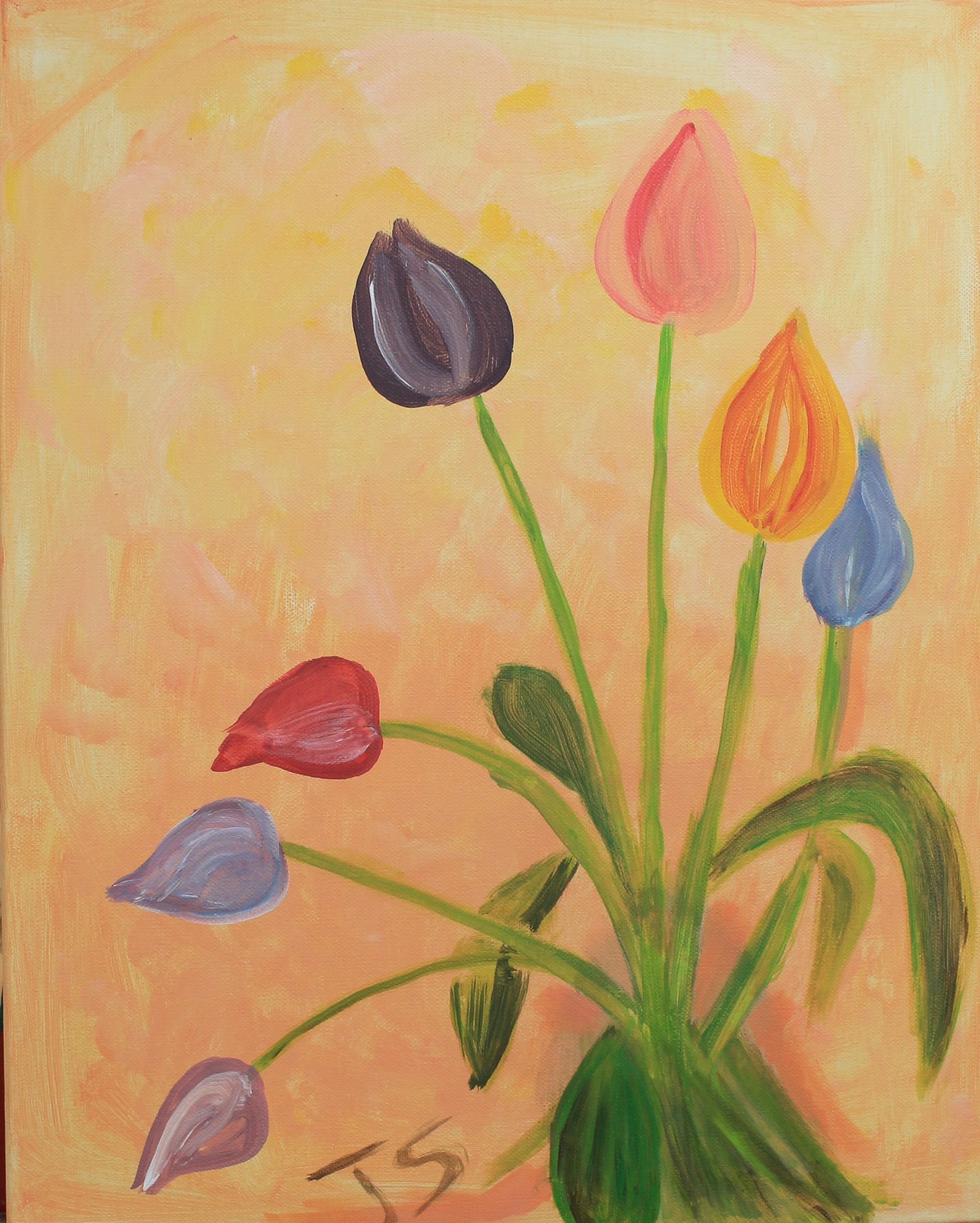 tulpen schilderen in de studio