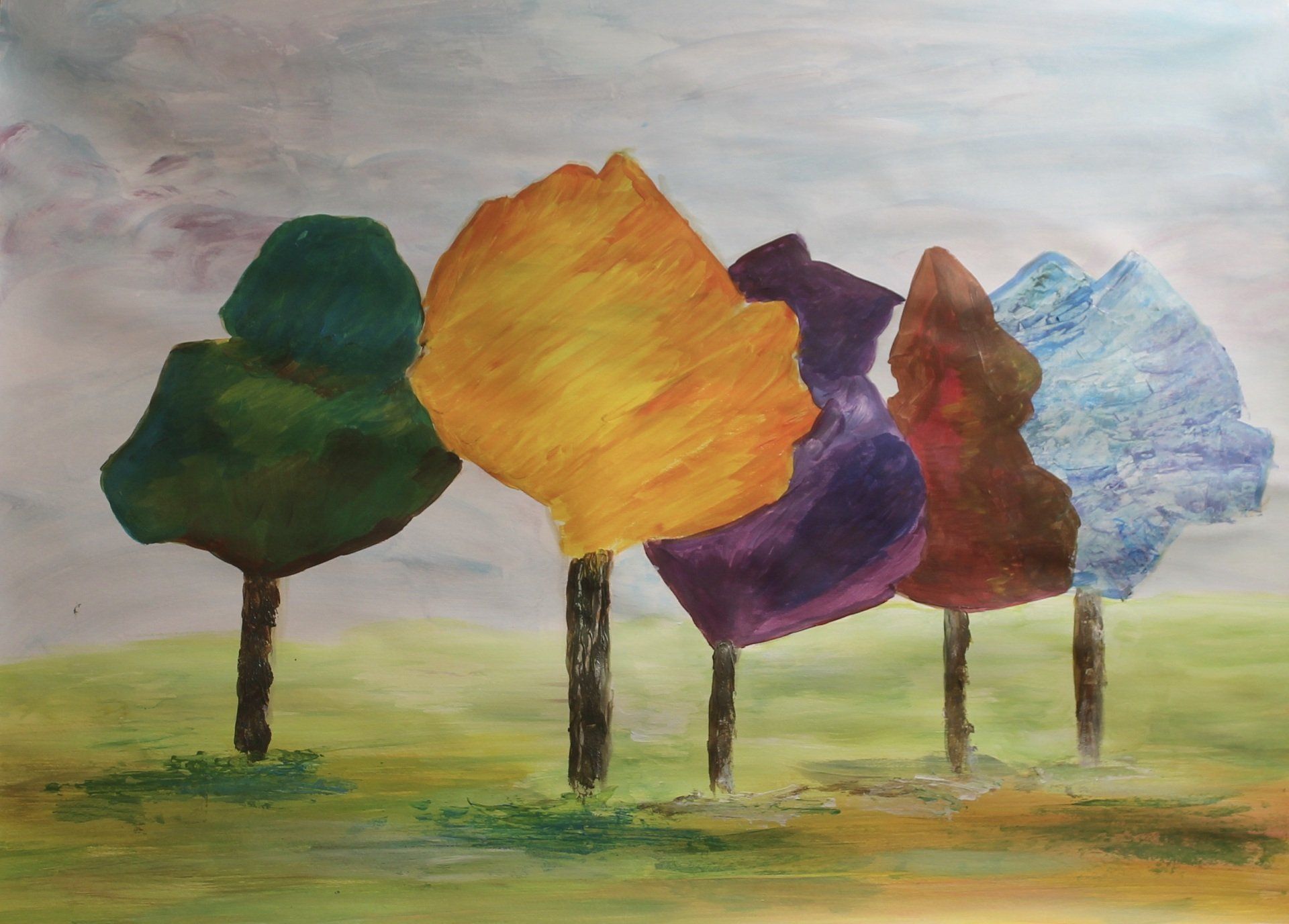 ingepakte bomen schilderen